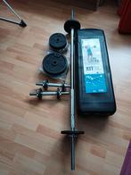 Barbell en Dumbbell set 50kg Decathlon, Sport en Fitness, Ophalen, Zo goed als nieuw, Benen, Halterset