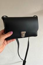 Napsoe stevig zwart leren tasje / festival tasje cross body, Ophalen of Verzenden, Zo goed als nieuw, Zwart, Schoudertasje