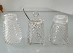 Vintage/antiek kristallen peper-zout en mosterd stel, Ophalen of Verzenden