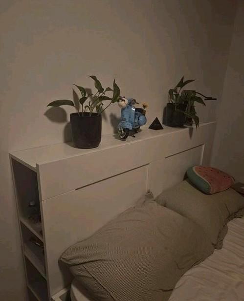 Brimnes hoofdeinde met bergruimte, wit, 140 cm, Huis en Inrichting, Slaapkamer | Bedden, Gebruikt, Tweepersoons, 140 cm, Hout
