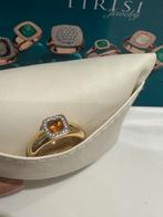 Tirisi milano Tre geelgoud 18 krt ring citrien briljanten, Sieraden, Tassen en Uiterlijk, Ringen, Geel, Nieuw, Ophalen of Verzenden