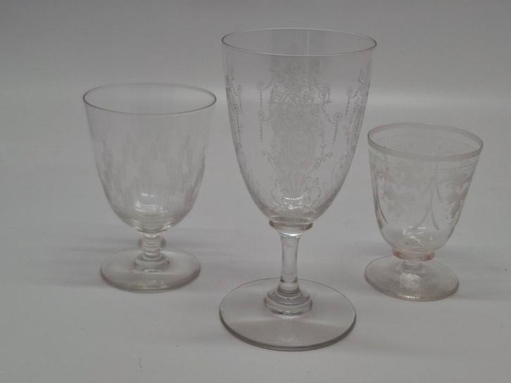 3 Art Nouveau Glazen (periode 1880 - 1914), Antiek en Kunst, Antiek | Glas en Kristal, Ophalen of Verzenden