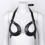 Zwarte leren BH (sexy leder leer beha cup a b c d e), Verzenden, Zwart, BH
