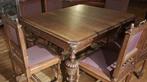 Antieken tafel met 6 stoelen 130x101cm, Antiek en Kunst, Ophalen