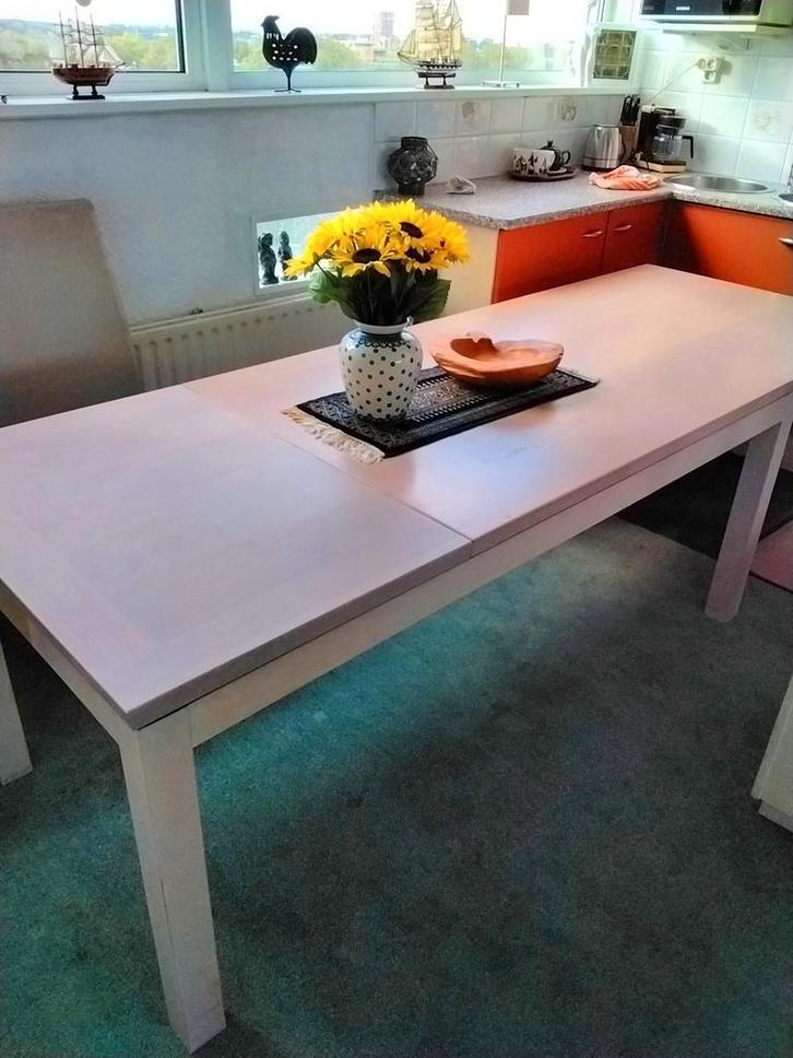 Massieve Eiken Uitschuifbare Tafel, Huis en Inrichting, Tafels | Eettafels, Gebruikt, 50 tot 100 cm, 200 cm of meer, Rechthoekig