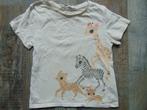 Ecru T-shirt dieren maat 98 / 104 H&M shirt korte mouwen, Gebruikt, Meisje, H&M, Ophalen of Verzenden