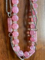 Roze kralenketting en snoer met granaat steentjes, Sieraden, Tassen en Uiterlijk, Kettingen, Ophalen of Verzenden, Zo goed als nieuw