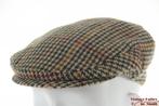 kleine Vintage Platte pet English Tweed groen geruit 52-53, Gebruikt, Jongen of Meisje, Ophalen of Verzenden, Pet