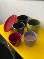 Diverse bloempotten - set van 5 en ovale schaal, Ophalen, Steen, Gebruikt, Rond
