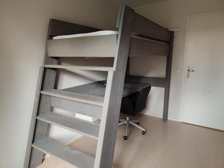 Steigerhouten hoogslaper, Huis en Inrichting, Slaapkamer | Stapelbedden en Hoogslapers, Gebruikt, Hoogslaper, 90 cm, Overige maten