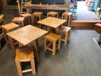 Partij houten meubilair: tafels/barkrukken/bankjes, Ophalen of Verzenden