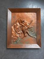 Bronzen schilderij met jachthond., Ophalen of Verzenden