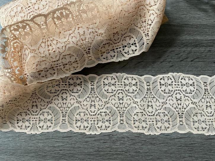 Nr 319) Aanbieding mooi beige fantasie kant 10 meter € 8.00, Hobby en Vrije tijd, Naaien en Fournituren, Nieuw, Kant, Verzenden