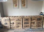 2 Mango Houten Dressoir Transportkist Stijl 44x138x88 cm, Huis en Inrichting, Kasten | Dressoirs, Ophalen, Zo goed als nieuw, 25 tot 50 cm