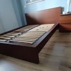 Bed 140 x 200 cm modern - inclusief nachtkastje, Huis en Inrichting, Slaapkamer | Bedden, Ophalen, Bruin, Tweepersoons, 140 cm