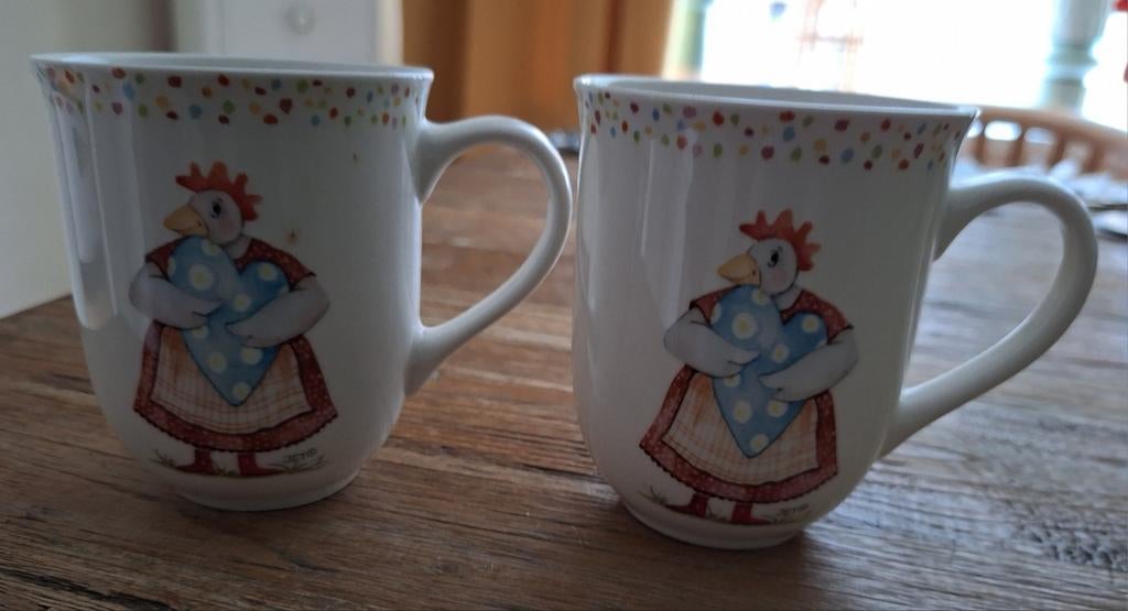 Jet by ter Steege twee bekers met oor met kippen afbeelding, Ophalen of Verzenden, Zo goed als nieuw