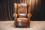 Schapenleer JORIS- Design oorfauteuil bronsbruin, Huis en Inrichting, Fauteuils, Ophalen of Verzenden, Zo goed als nieuw, 75 tot 100 cm
