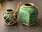 2 oude antieke Chinese gemberpotten groen glazuur Shiwan, Antiek en Kunst, Curiosa en Brocante, Ophalen of Verzenden