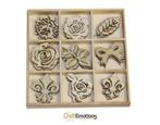 Craftemotions houten ornamenten high tea rose 45 stuks 81150, Nieuw, Overige merken, Ophalen of Verzenden, Versiering of Embellishment