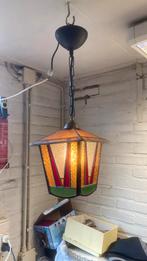 Mooie gave antieke art deco glas in lood lamp, Antiek en Kunst, Antiek | Lampen, Ophalen of Verzenden