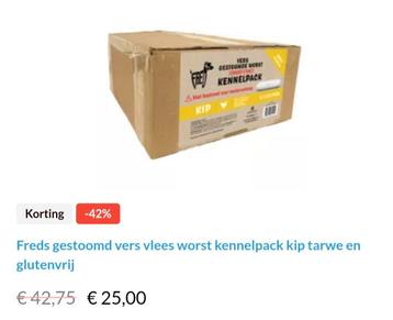 Freds Gestoomd Vers Vlees Worst Kennelpack 10x 900 gram beschikbaar voor biedingen