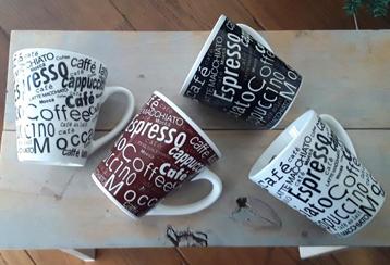 Mokken - bekers met tekst - coffee - café - zwart wit bruin  beschikbaar voor biedingen