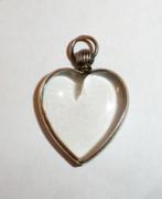 Hanger Hart Glas Zilver Edwardiaans Engels Brits Steampunk, Sieraden, Tassen en Uiterlijk, Antieke sieraden, Ophalen of Verzenden