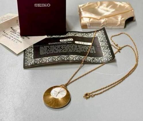 1960-1970 horloge Seiko + ketting Bladgoud zakhorloge antiek, Sieraden, Tassen en Uiterlijk, Horloges | Antiek, Polshorloge, Seiko