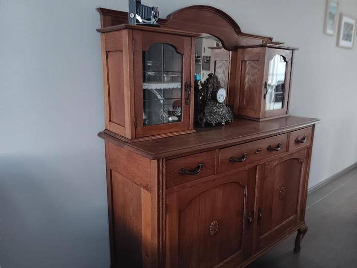 Mooi oud eiken dressoir met bovenkastje., Antiek en Kunst, Curiosa en Brocante, Ophalen