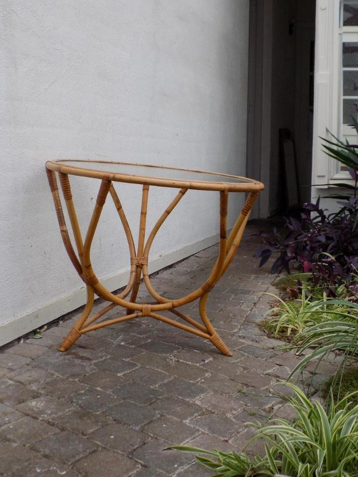 Tafel salontafel vintage retro Rohe rotan bamboe Sliedregt, Huis en Inrichting, Woonaccessoires | Overige, Gebruikt, Ophalen