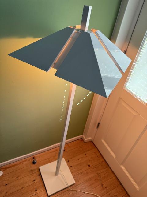 Vloerlamp, paraplu lamp, Dijkstra? Metaal vintage, jr 80, Huis en Inrichting, Lampen | Vloerlampen, Zo goed als nieuw, 150 tot 200 cm