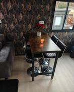 Set van 4 zwarte barkrukken, Huis en Inrichting, Barkrukken, 60 tot 90 cm, Met voetsteun, Ophalen of Verzenden, Zo goed als nieuw