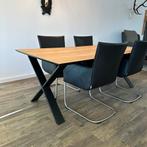 Nieuwe eikenhouten tafel – 2m met zwarte X-poten, Verzenden, ., Eikenhout, 200 cm of meer