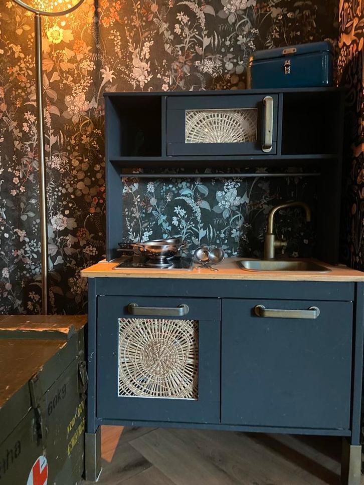 Gepimpte Speelkeuken - Donkerblauw & Goud, Kinderen en Baby's, Speelgoed | Speelkeukens, Gebruikt, Speelkeuken, Hout, Ophalen
