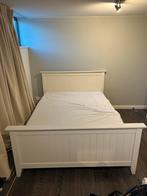 Crème/Wit twijfelaar bed (140x200) met nieuwe lattenbodem, Ophalen, Gebruikt, 140 cm, Twijfelaar