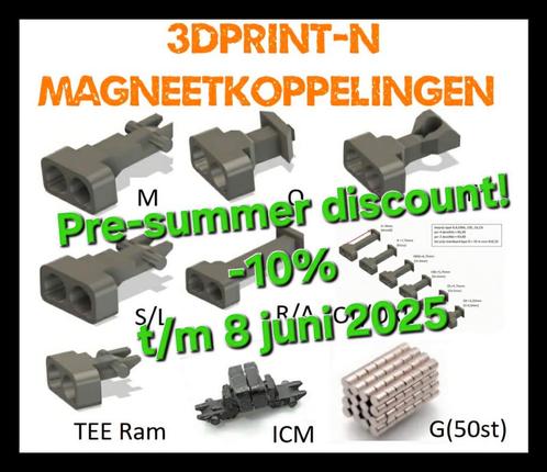 3dPrintN Magneetkoppelingen, buffers en NS accessoires., Hobby en Vrije tijd, Modeltreinen | N-Spoor, Nieuw, Wagon, Gelijkstroom