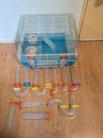 Hamsterkooi: waterfles, voerbakken, 2x wielen, veel tunnels, Ophalen, Minder dan 75 cm, Kooi, Minder dan 60 cm