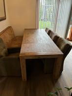 Complete Eethoek: Tafel, 4 Stoelen & Bank, Ophalen, Gebruikt, Eikenhout, 50 tot 100 cm