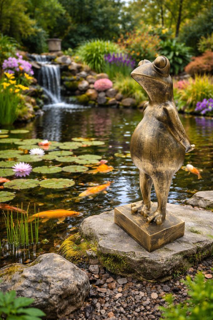 (Tuin)Beeld kikker, tuin, zen, zwembad, vijver yoga 80cm