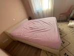 Boxspring Bed - Beige/Grijs - Houten Poten, Ophalen, Gebruikt, Beige, Tweepersoons