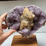 Groot en zwaar Amethist hart met calciet Uruguay 5kg, Ophalen of Verzenden