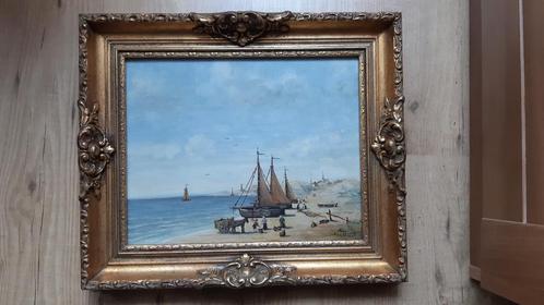 Schilderij, Strand gezicht, Antiek en Kunst, Kunst | Schilderijen | Klassiek, Ophalen of Verzenden