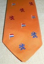 Oranje stropdas met vlaggen en rode en blauwe leeuwtjes, Ophalen of Verzenden, Nieuw, Oranje