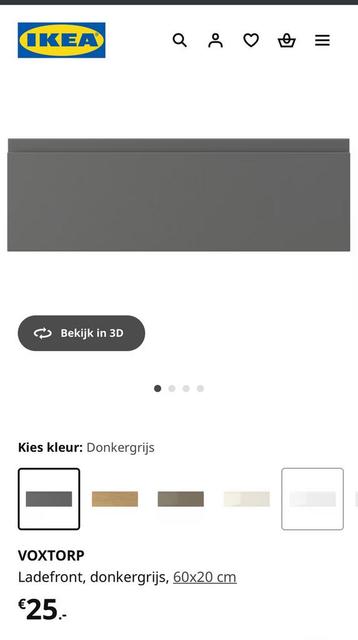 1x IKEA VOXTORP Ladefront, donkergrijs, 60x20 cm 104.541.04 - afbeelding 3