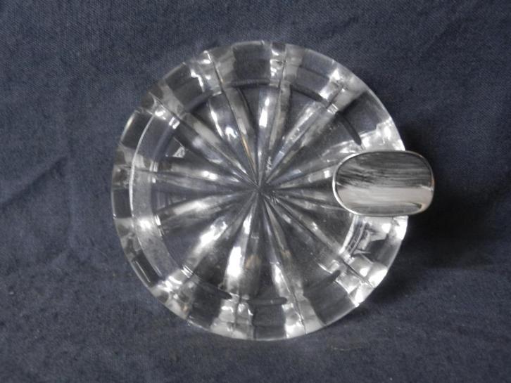 Kristallen asbak met sterling zilveren legger d. 7,2 cm Nwst, Antiek en Kunst, Antiek | Goud en Zilver, Zilver, Ophalen of Verzenden