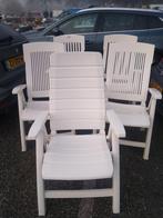5 keurige witte tuinstoelen, Ophalen, Zo goed als nieuw, Kunststof, Verstelbaar