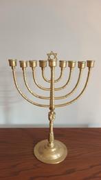 Joodse Chanoeka 9-armige kandelaar met Davidster, Antiek en Kunst, Ophalen of Verzenden, Koper of Brons