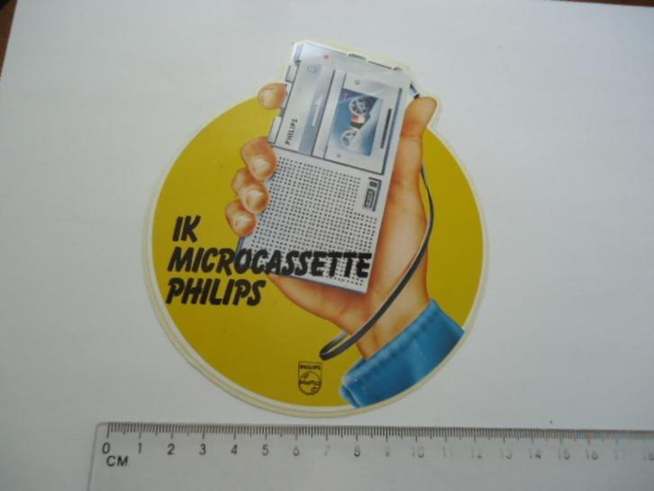 sticker oud PHILIPS Micro Cassette recorder player retro, Verzamelen, Stickers, Zo goed als nieuw, Bedrijf of Vereniging, Verzenden