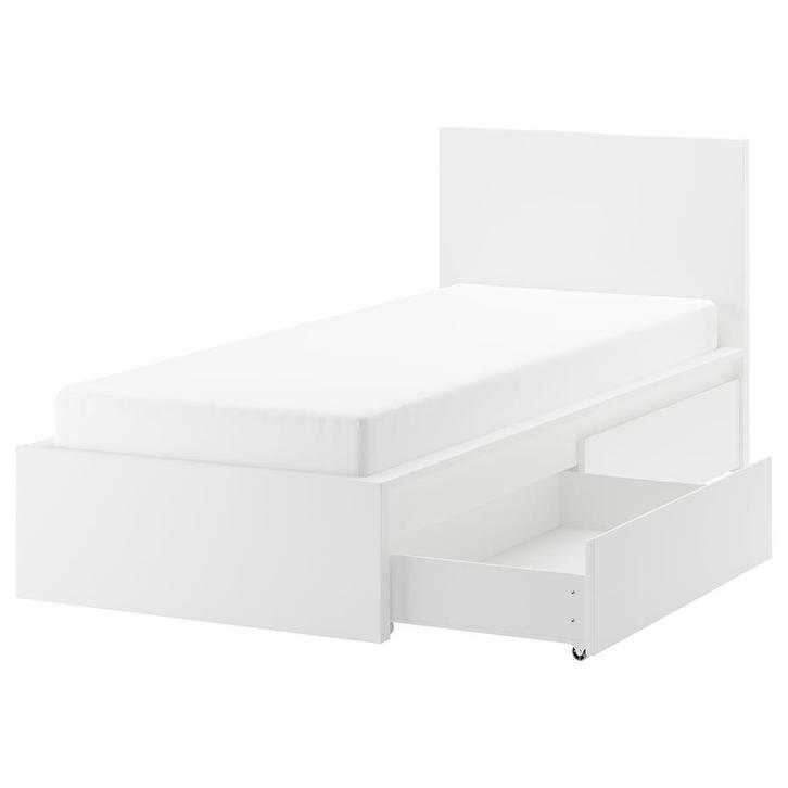 Ikea Malm 1 persoonsbed, Huis en Inrichting, Slaapkamer | Bedden, Gebruikt, Eenpersoons, Overige maten, Hout, Wit, Ophalen of Verzenden