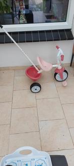 Roze Smoby Driewieler met Duwstang, Ophalen, Zo goed als nieuw, Trapvoertuig